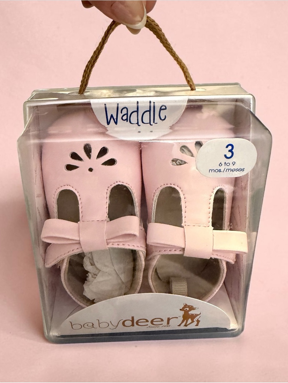Baby Deer Pink Bow Baby Girl Shoes Waddle Collection
